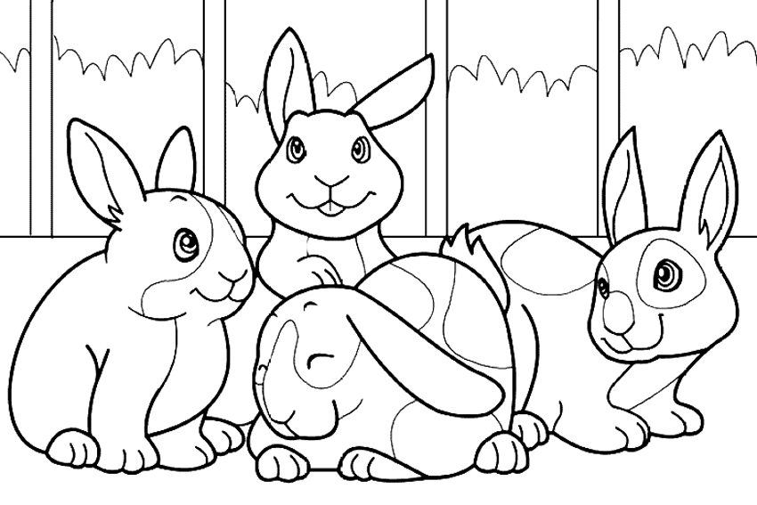 новогодний кролик раскраска для детей 2