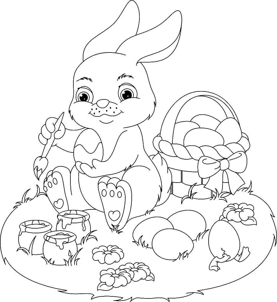 новогодний кролик раскраска для детей 10