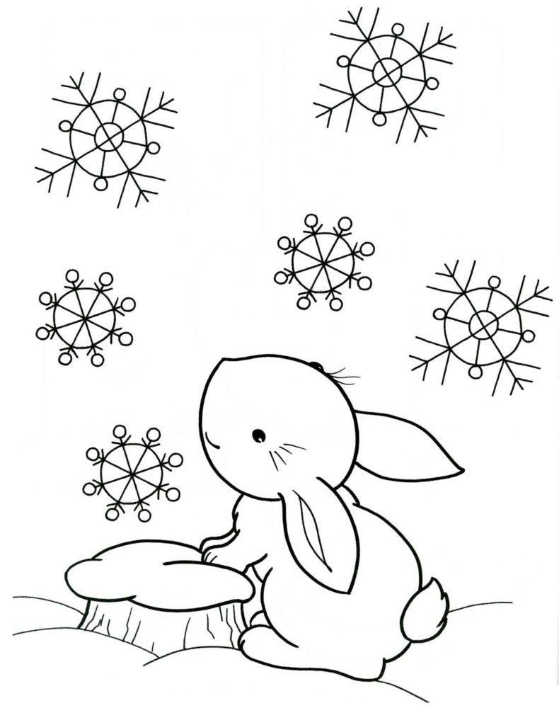 новогодний кролик раскраска для детей шаблоны 9