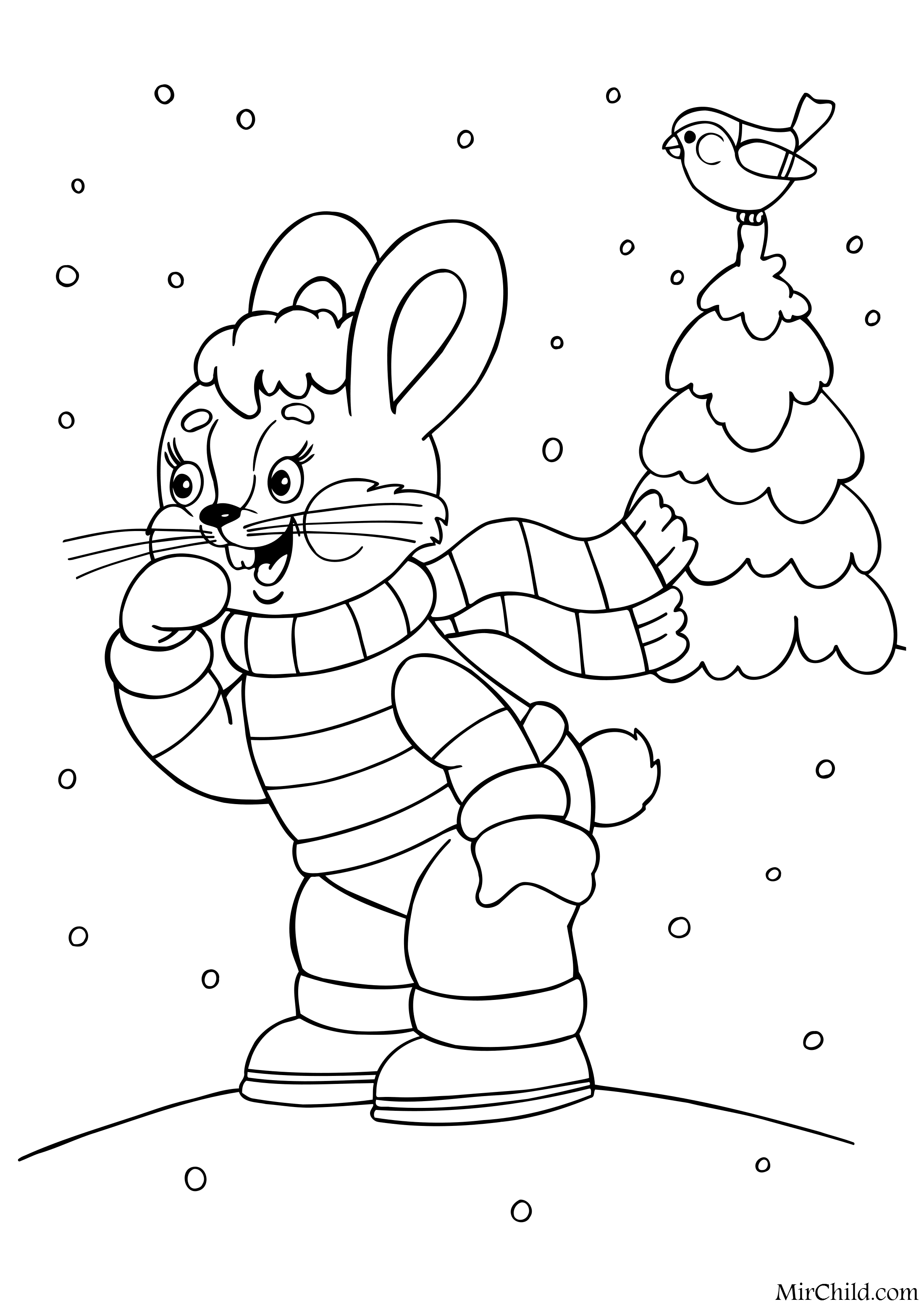 новогодний кролик раскраска для детей распечатать бесплатно 8