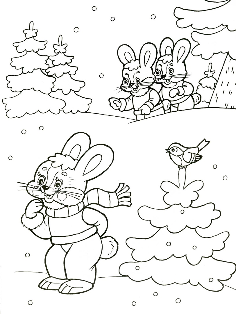 новогодний кролик раскраска для детей распечатать бесплатно 6