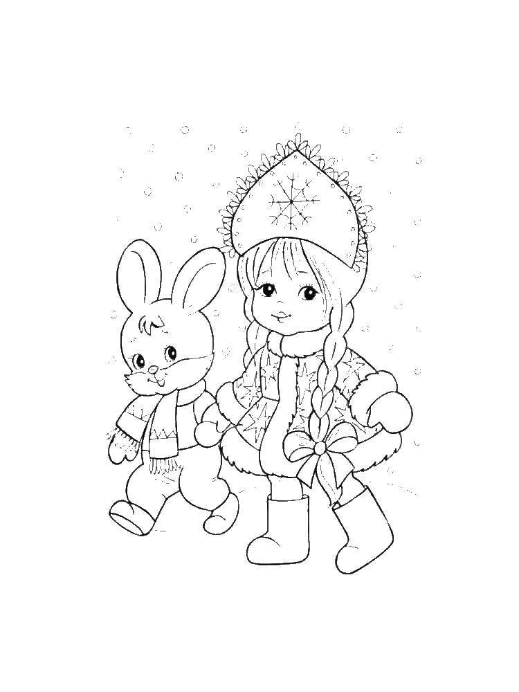 новогодний кролик раскраска для детей распечатать бесплатно 3