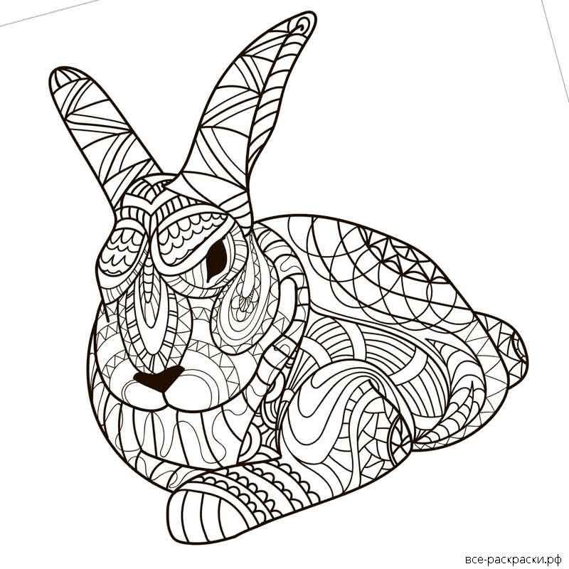 новогодний кролик раскраска для детей распечатать 7