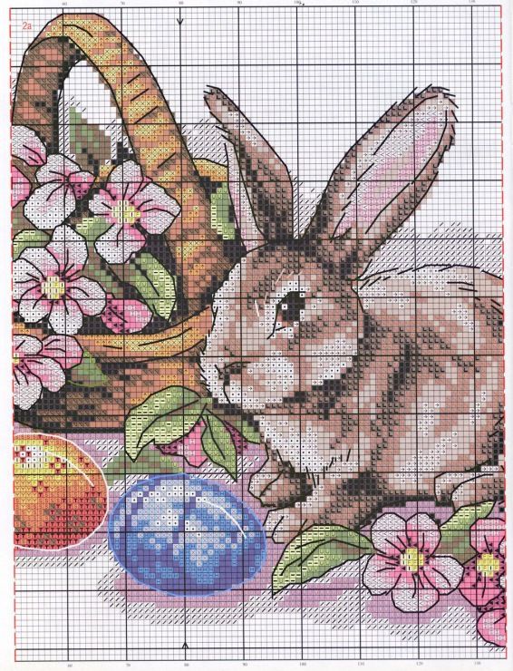 красивая схема вышивки крестом кролик 3