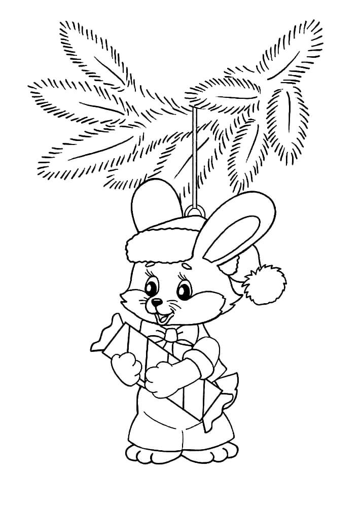 новогодний кролик раскраска для детей распечатать бесплатно 2