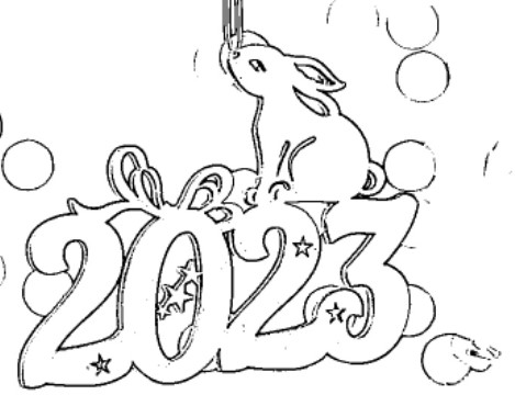 вытынанки кролик на Новый год для окон 5