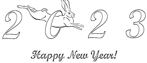 вытынанки кролик на Новый год для окон 3