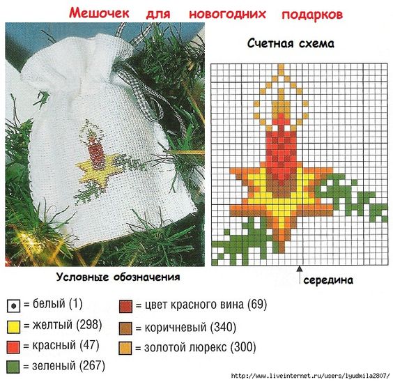 новогодняя вышивка крестиком маленькие схемы 10