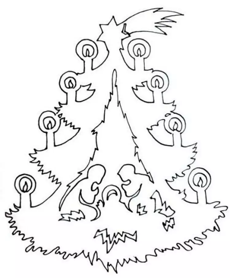 шаблоны новогодней елки для вырезания из бумаги распечатать и вырезать 7