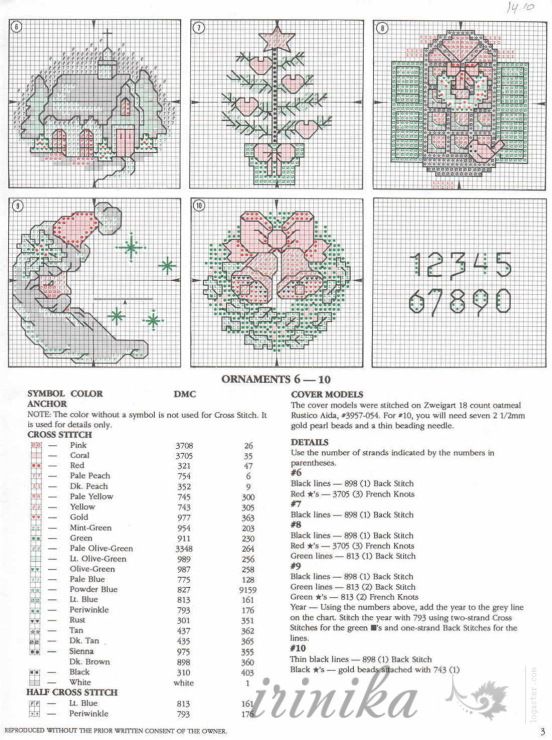 новогодняя вышивка крестиком маленькие схемы 2