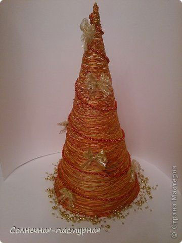 новогодняя елка из ниток для вязания 6