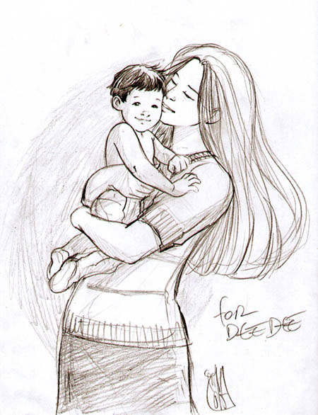 Легкий и красивый рисунок на День матери идеи 5