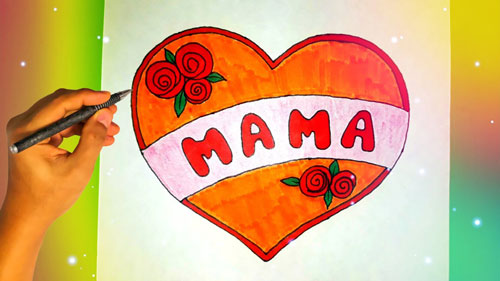 Легкий и красивый рисунок на День матери 4