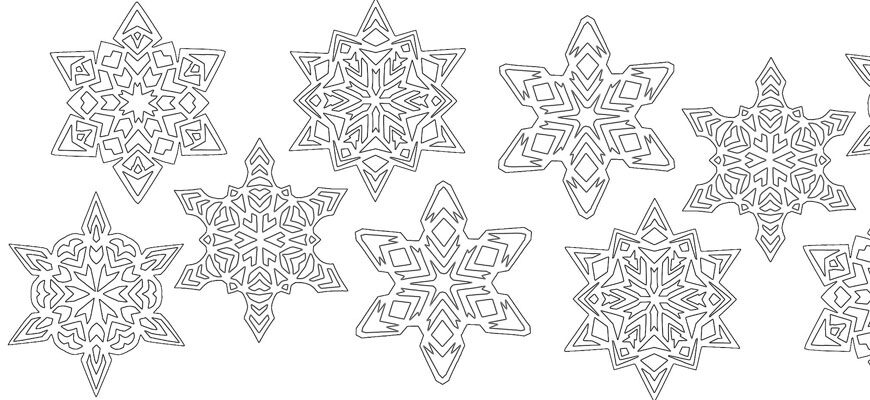 вытынанки снежинки на Новый год для окон из бумаги шаблоны для вырезания