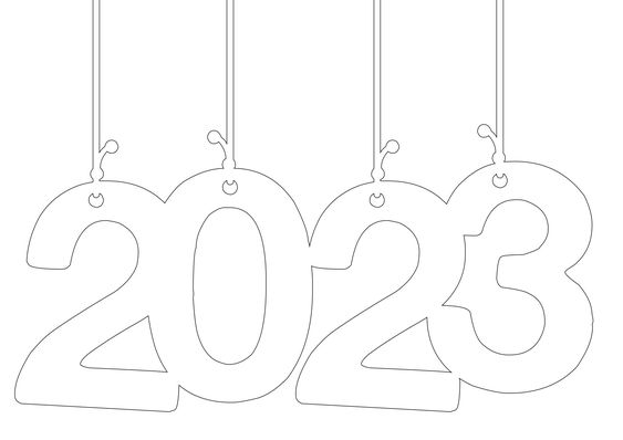 Трафарет на окна Новый год цифры 2023 2