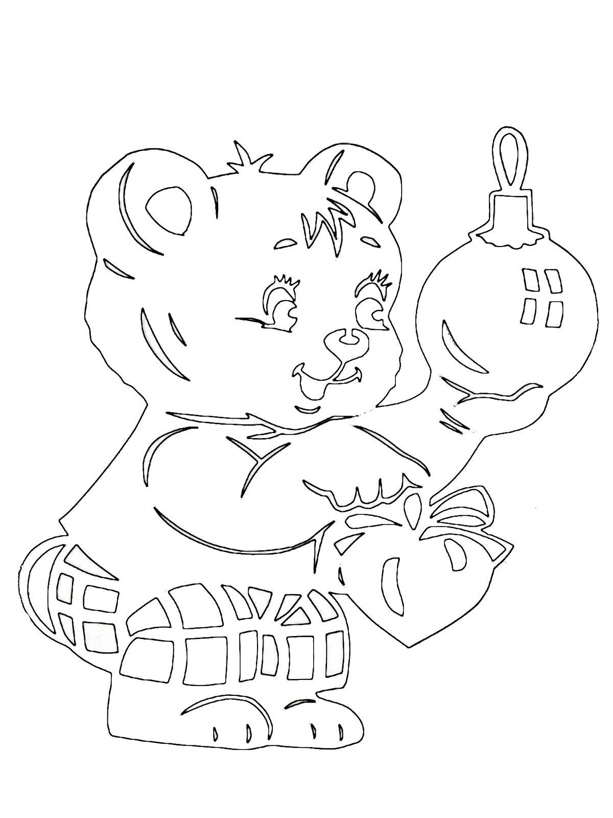 новогодний трафарет на окно медведь и медвежонок 9