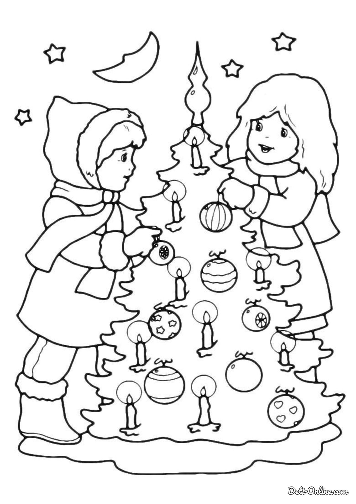 раскраска новогодняя елка картинка для детей распечатать 7