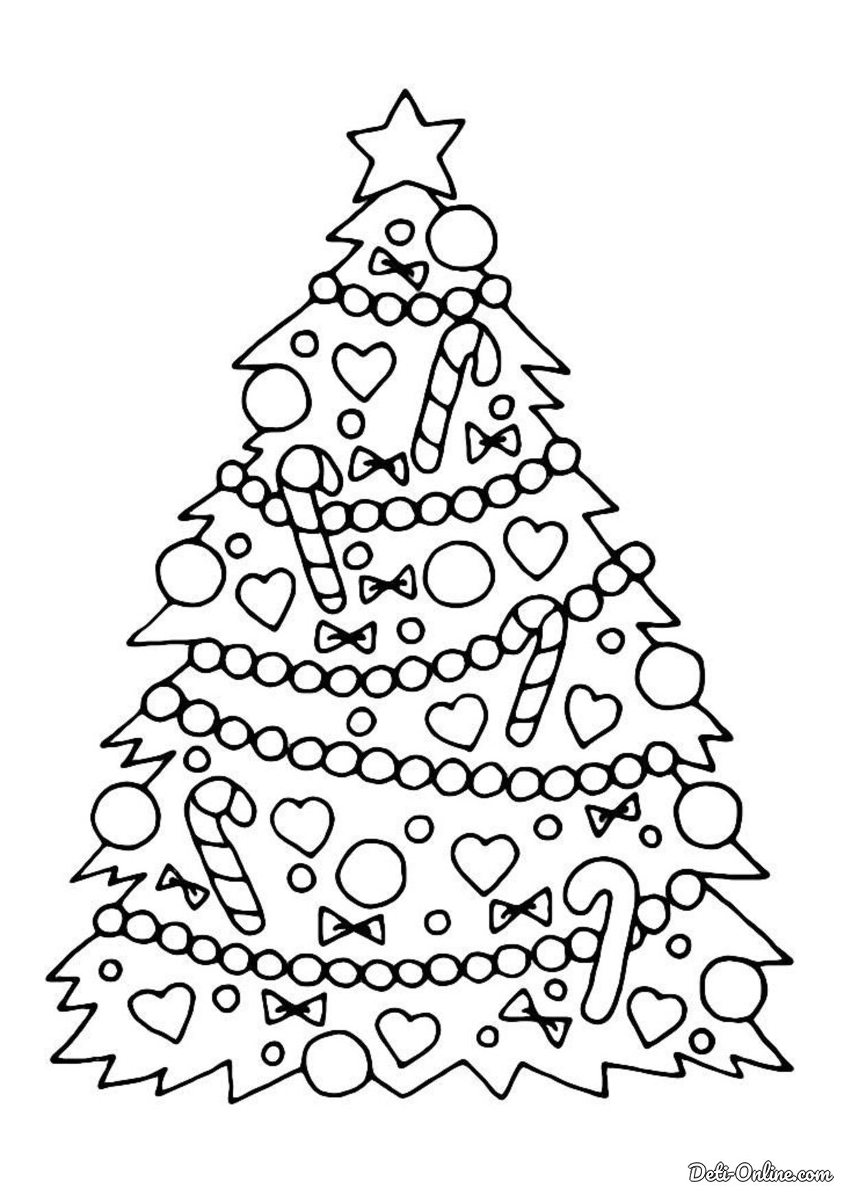 раскраска новогодняя елка картинка для детей распечатать 5