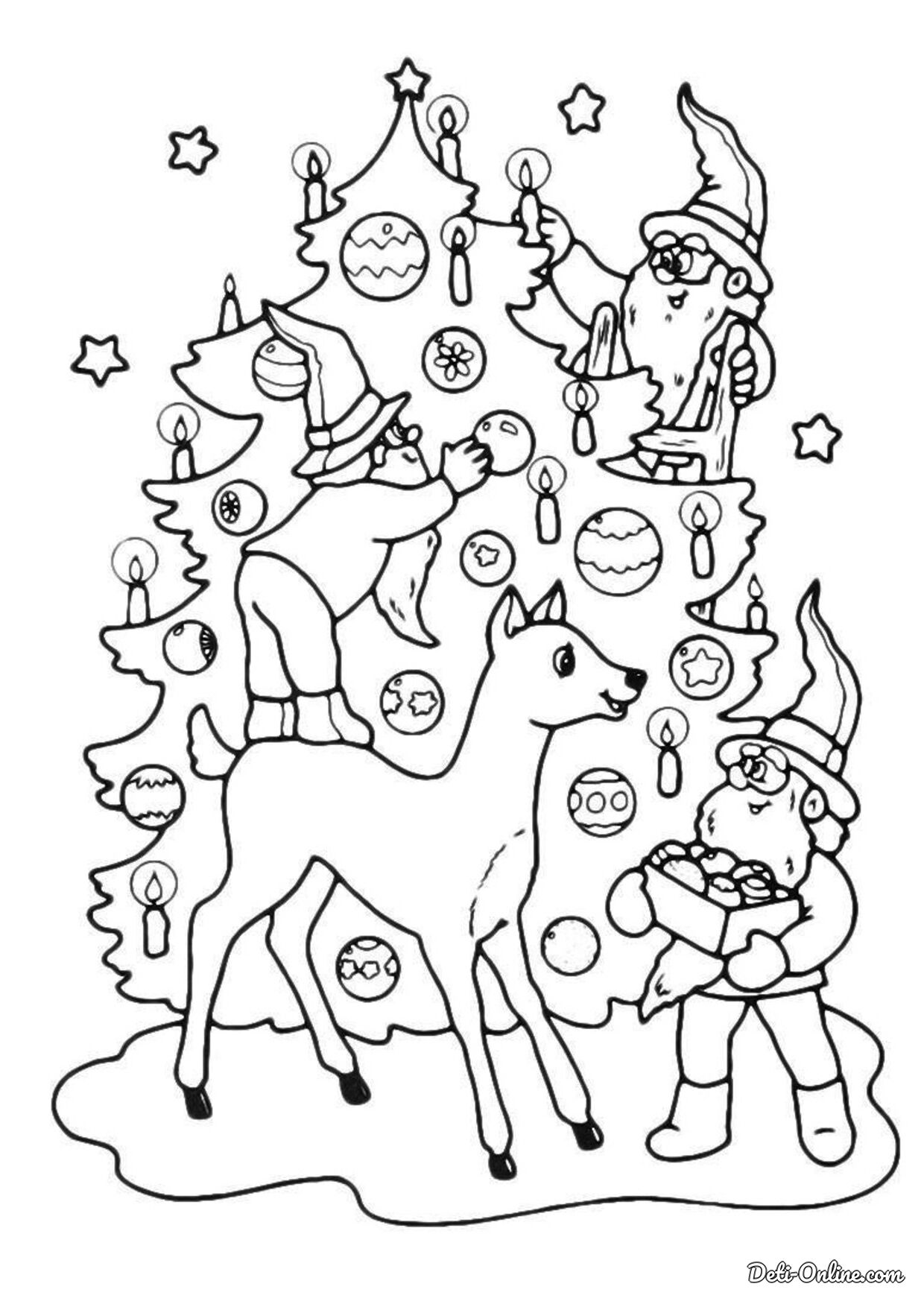 раскраска новогодняя елка картинка для детей распечатать 8