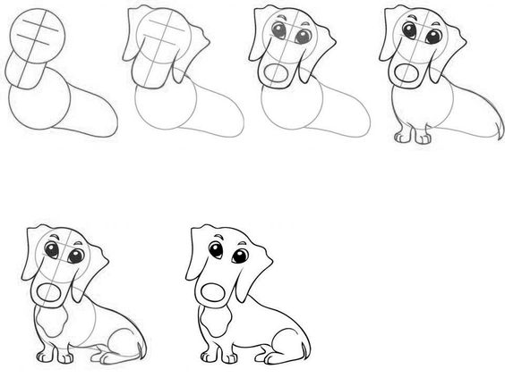 как нарисовать щенка карандашом поэтапно для детей