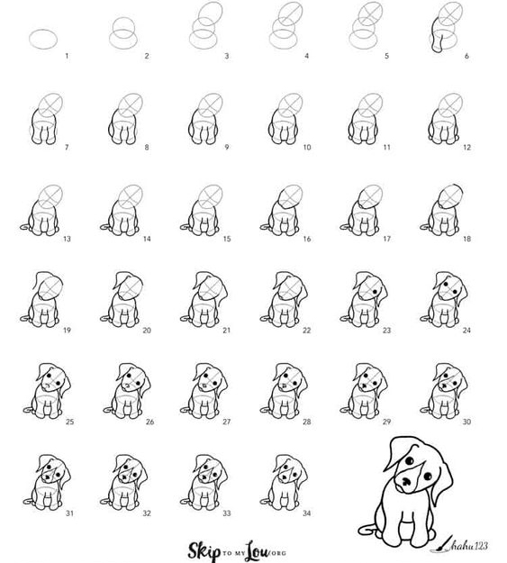 как нарисовать собаку поэтапно для детей поэтапно легко и просто 10