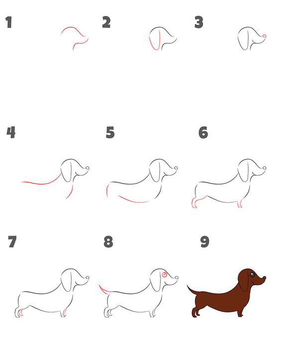 как нарисовать собаку поэтапно для детей поэтапно легко и просто 8