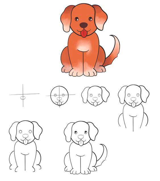как нарисовать собаку поэтапно для детей поэтапно легко и просто 5