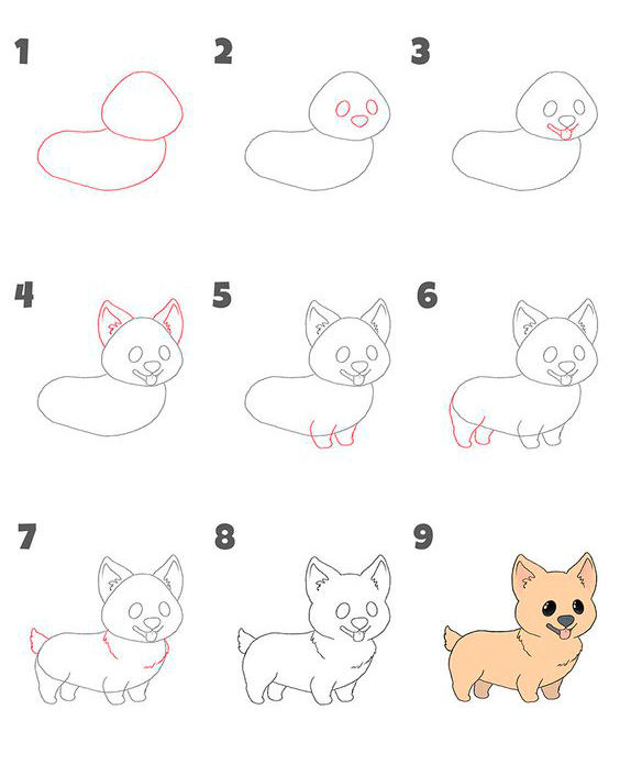 как нарисовать собаку поэтапно для детей поэтапно легко и просто 4