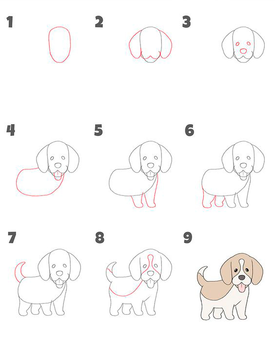 как нарисовать собаку поэтапно для детей поэтапно легко и просто