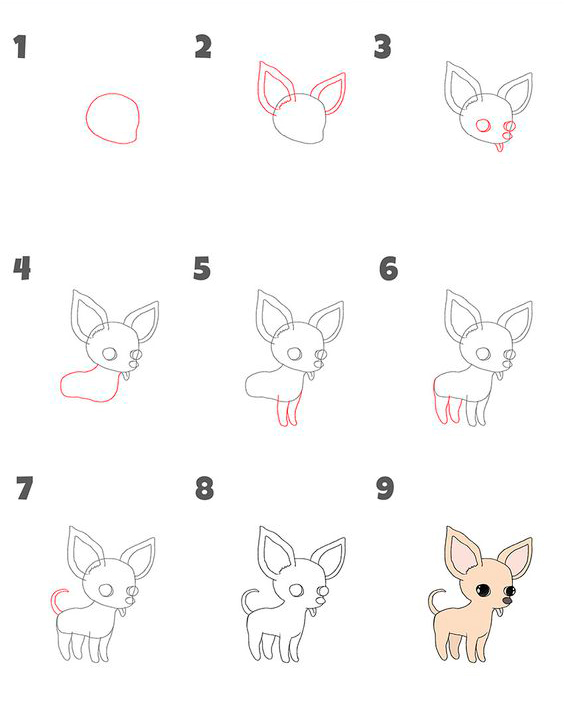 как нарисовать собаку поэтапно для детей поэтапно легко 10