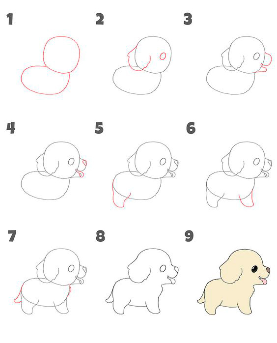 как нарисовать собаку поэтапно для детей поэтапно легко 7