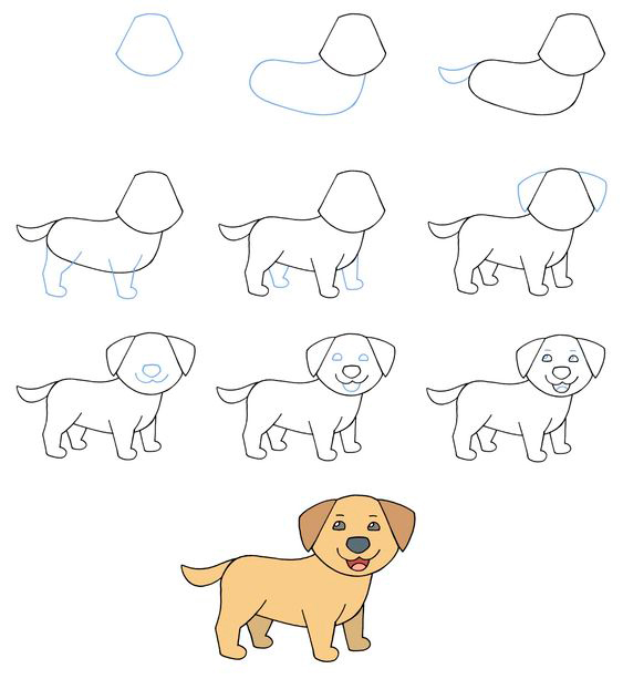 как нарисовать собаку поэтапно для детей поэтапно легко 6