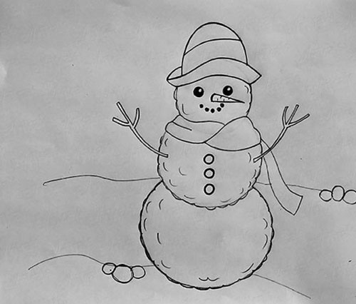 нарисовать снеговика поэтапно красками легко и красиво 4