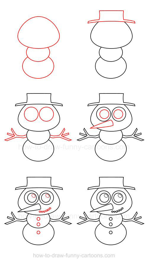 нарисовать снеговика поэтапно красками легко и красиво 3