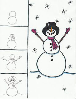 нарисовать снеговика поэтапно красками легко и красиво 2