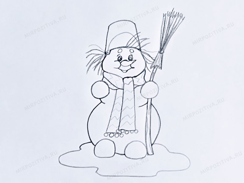 как нарисовать снеговика легко и просто 2
