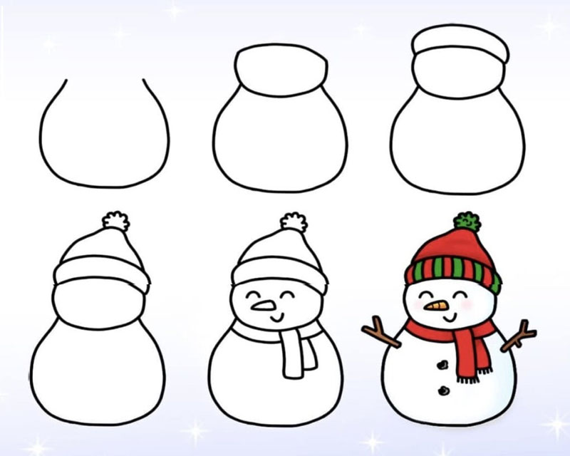 как нарисовать снеговика легко и просто для детей 6