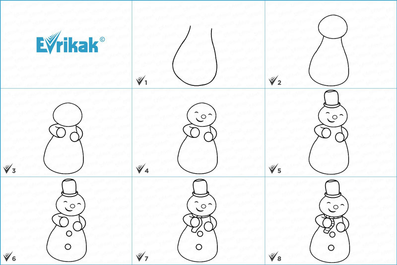 как нарисовать снеговика легко и просто для детей 8
