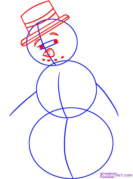 Как нарисовать снеговика легко 3
