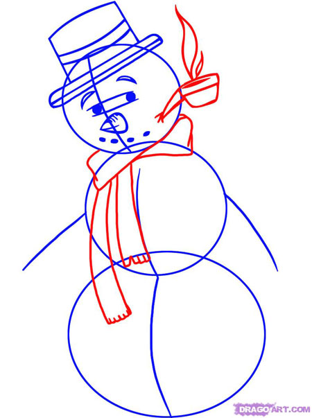 Как нарисовать снеговика легко 4