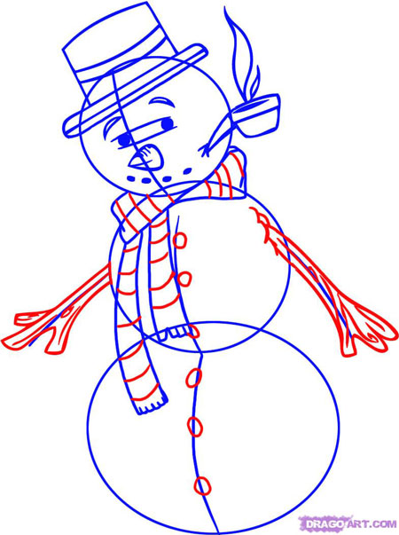 Как нарисовать снеговика легко 5