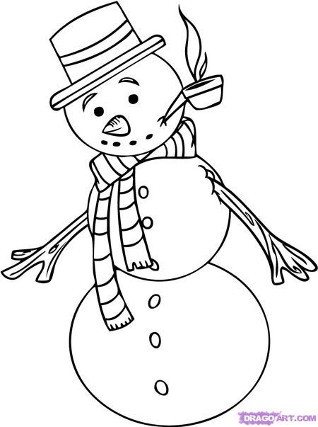 Как нарисовать снеговика легко 6