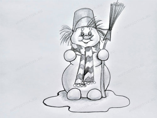 Как нарисовать снеговика легко 7