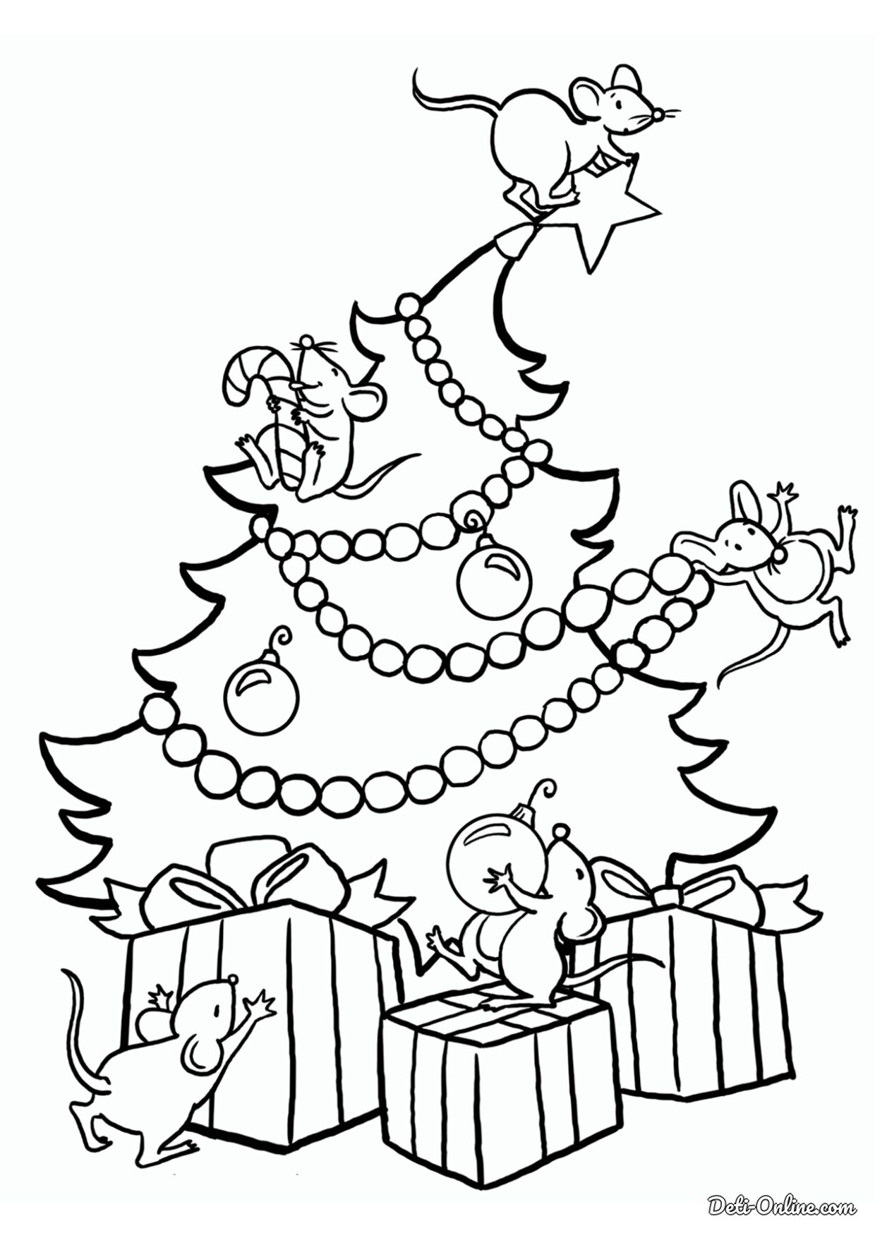 новогодняя елка картинка для детей раскраска 3