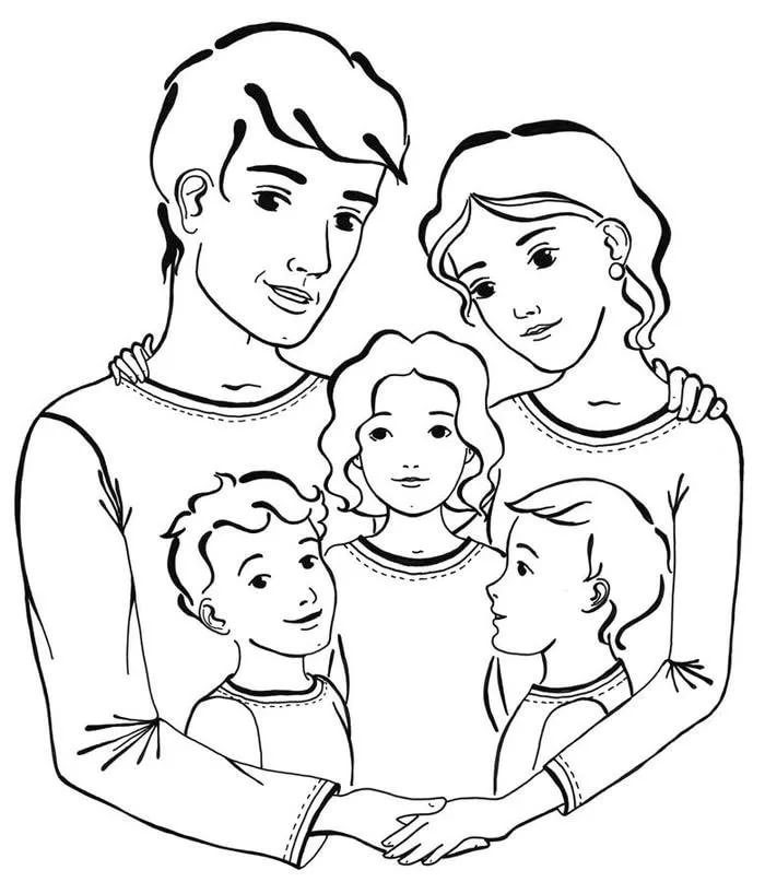 картинки семья с детьми нарисованные карандашом