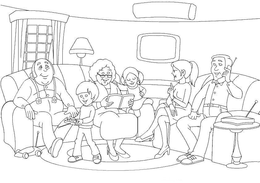 картинки семья с детьми нарисованные карандашом 3