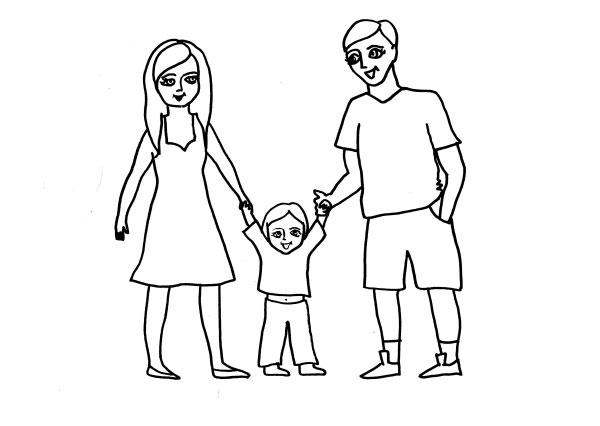 картинки семья с детьми нарисованные карандашом 2