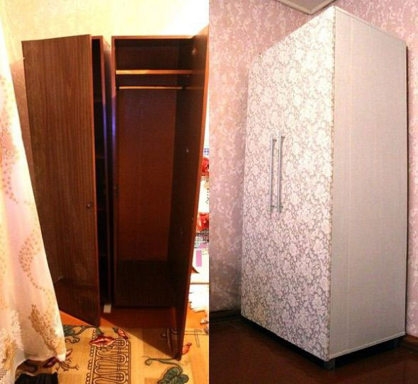 как обновить старый шкаф своими руками фото до и после советский 3