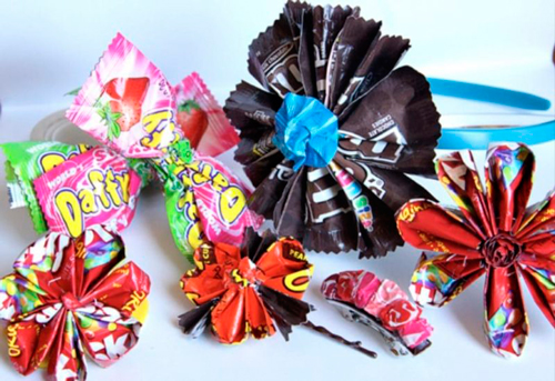 поделки из фантиков от конфет в детский сад с шаблонами 5