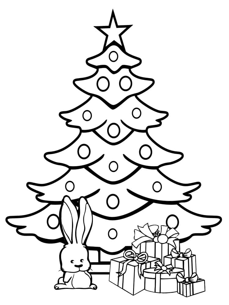 раскраска новогодняя елка картинка для детей 7